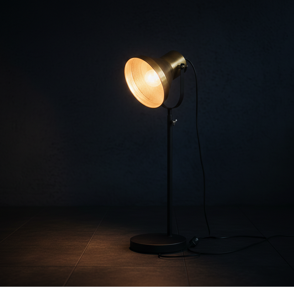 Loft Reflektor - industrialna lampa stołowa i biurkowa czarno-złota