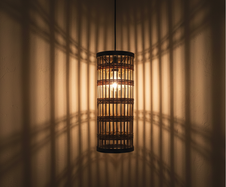 Lampa sufitowa Boho - bambusowa lampa wisząca w stylu naturalnym