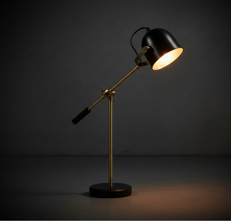 Nero Gold Lampa stołowa loft - czarno-złota lampa biurkowa industrialna