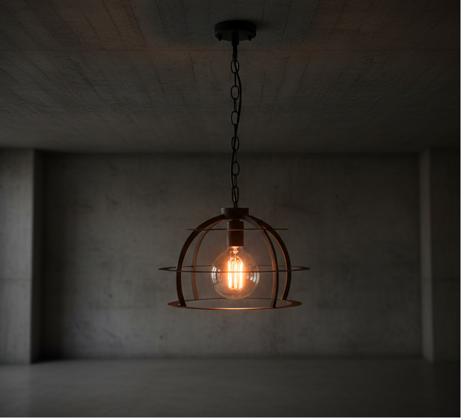 Loft Lampa sufitowa czarna - industrialna oprawa z metalowych pierścieni