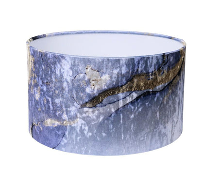 Abażur walec niebiesko-złoty 35×20 cm – artystyczny design Panca