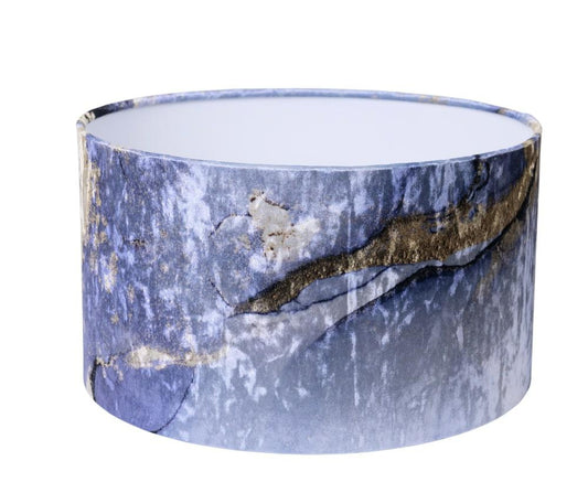 Abażur walec niebiesko-złoty 35×20 cm – artystyczny design Panca