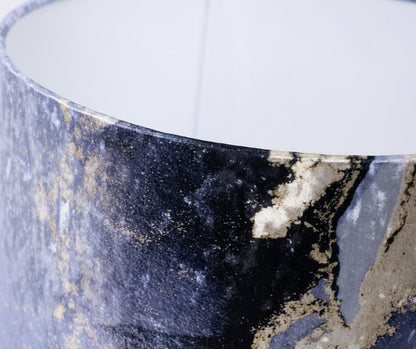 Abażur walec niebiesko-złoty 35×20 cm – artystyczny design Panca