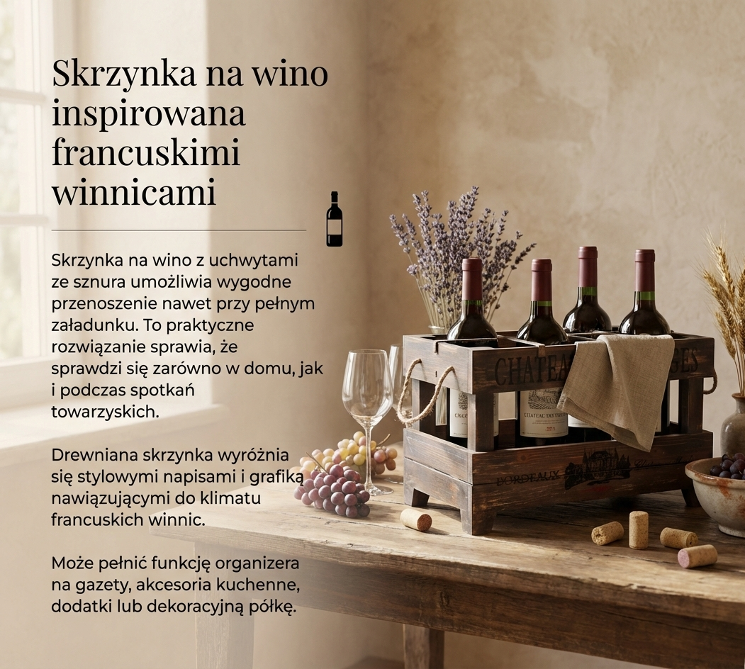 Skrzynka na wino Garden – drewniana skrzynka dekoracyjna w stylu vintage