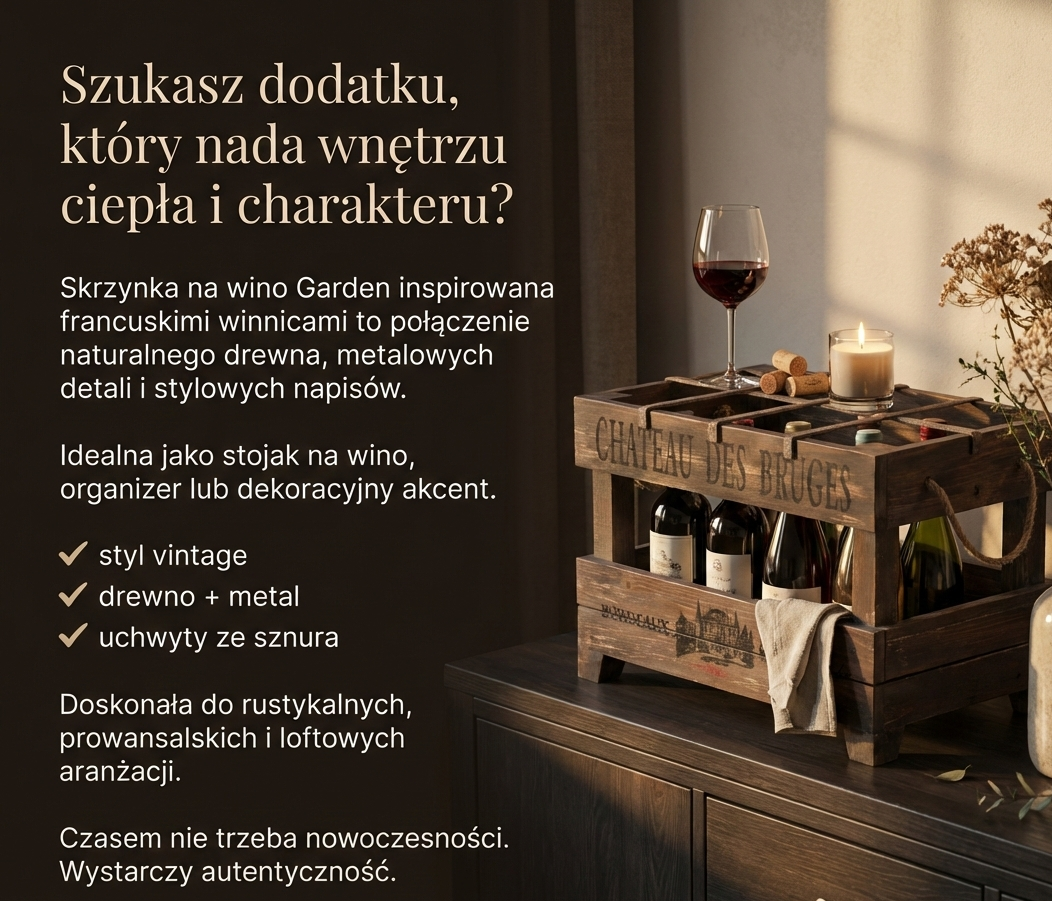 Skrzynka na wino Garden – drewniana skrzynka dekoracyjna w stylu vintage