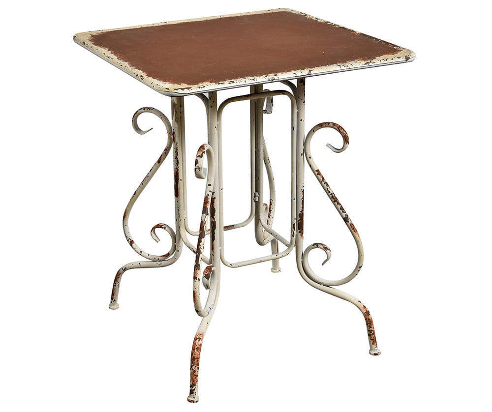 Stolik metalowy postarzany Garden Green - kwadratowy stolik prowansalski