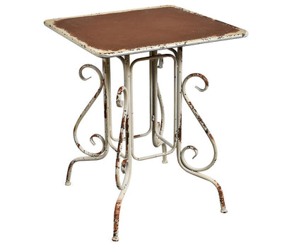 Stolik metalowy postarzany Garden Green - kwadratowy stolik prowansalski