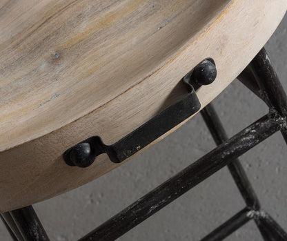 Hoker Krzesło barowe z drewna mango na metalowych nogach