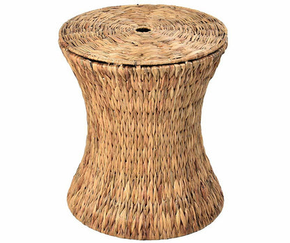 Stolik Boho z trawy morskiej - okrągły stolik pleciony w naturalnym stylu