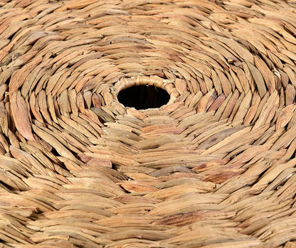 Stolik Boho z trawy morskiej - okrągły stolik pleciony w naturalnym stylu