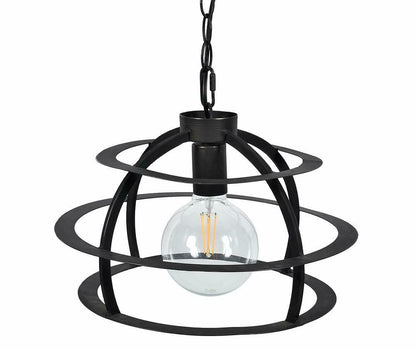 Loft Lampa sufitowa czarna - industrialna oprawa z metalowych pierścieni