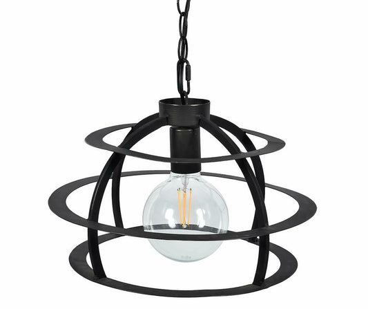 Loft Lampa sufitowa czarna - industrialna oprawa z metalowych pierścieni