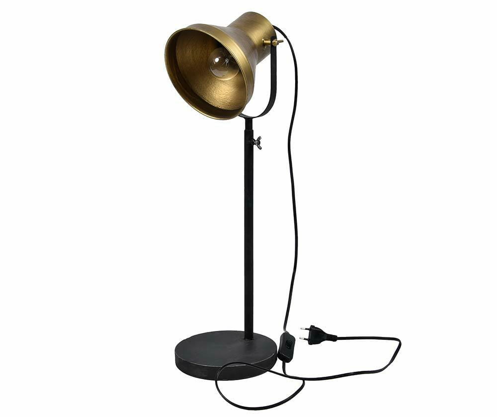 Loft Reflektor - industrialna lampa stołowa i biurkowa czarno-złota