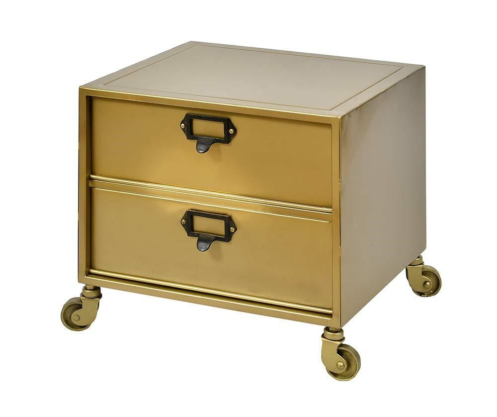 Szafka metalowa Gold Line - mała szafka na kółkach w złotym kolorze
