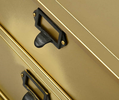 Szafka metalowa Gold Line - mała szafka na kółkach w złotym kolorze