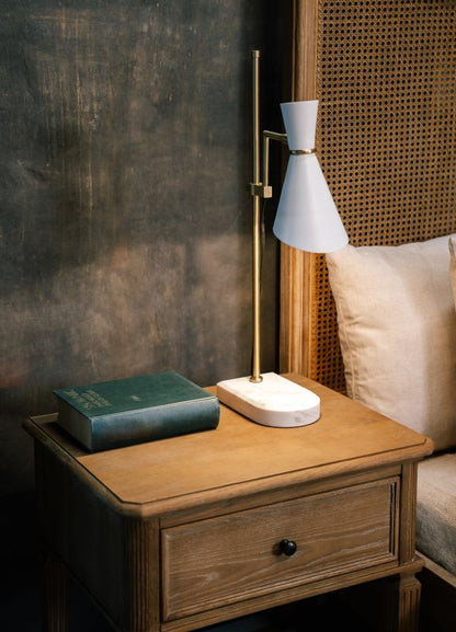 Złota regulowana lampa stołowa z marmurową podstawą Deluxe Gold 75 cm