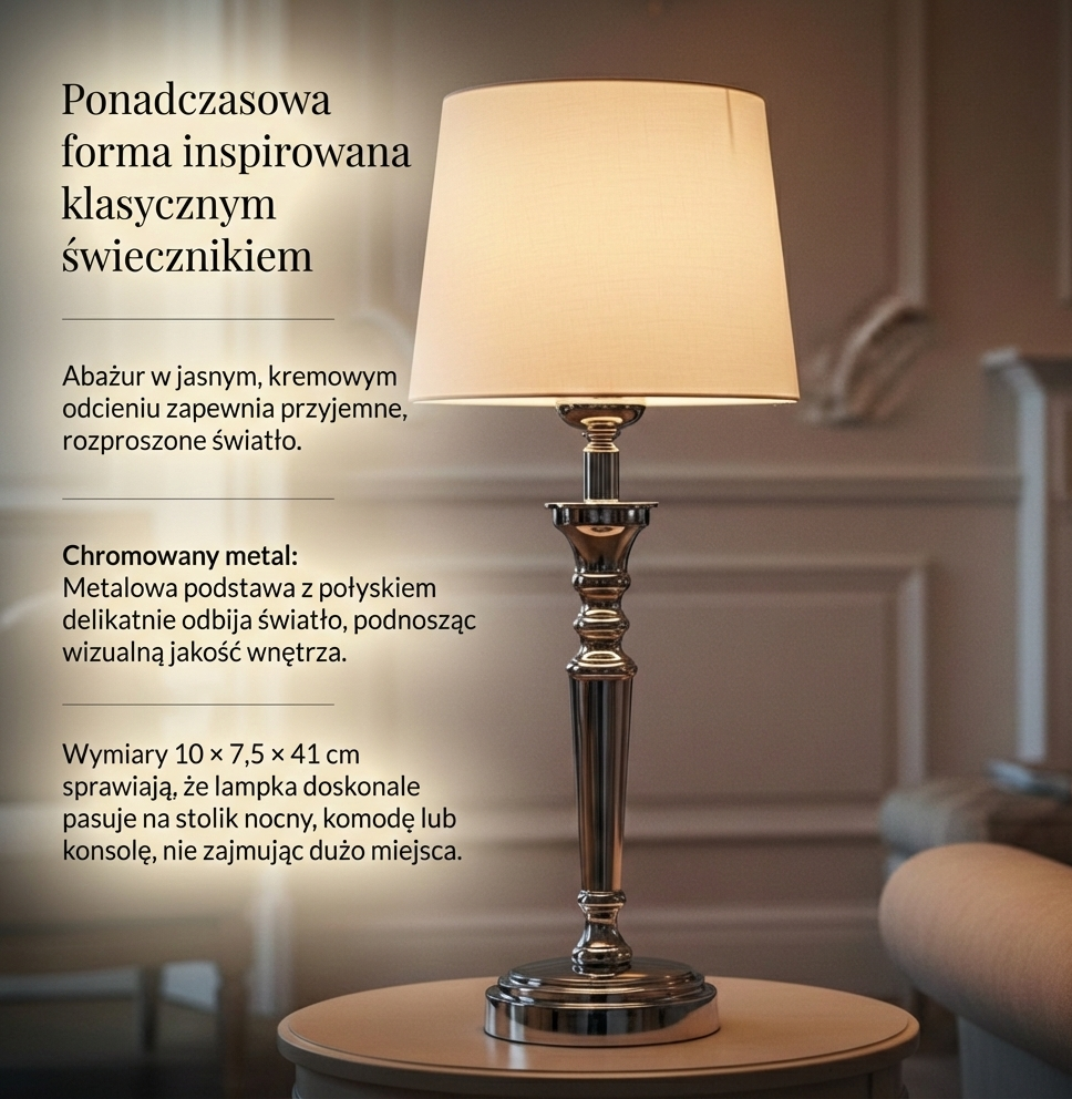 Lampka nocna Deluxe - elegancka lampa z abażurem i owalną podstawą