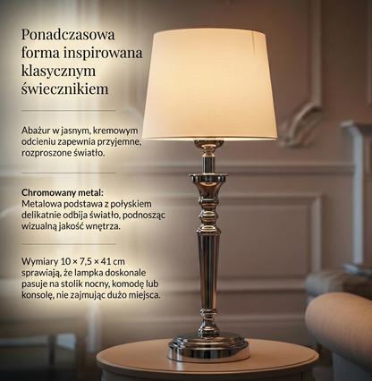 Lampka nocna Deluxe - elegancka lampa z abażurem i owalną podstawą