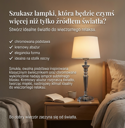 Lampka nocna Deluxe - elegancka lampa z abażurem i owalną podstawą