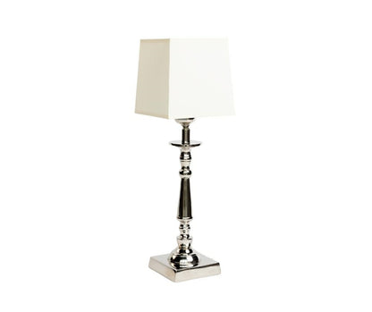 Lampka nocna Deluxe - elegancka lampa z abażurem i kwadratową podstawą