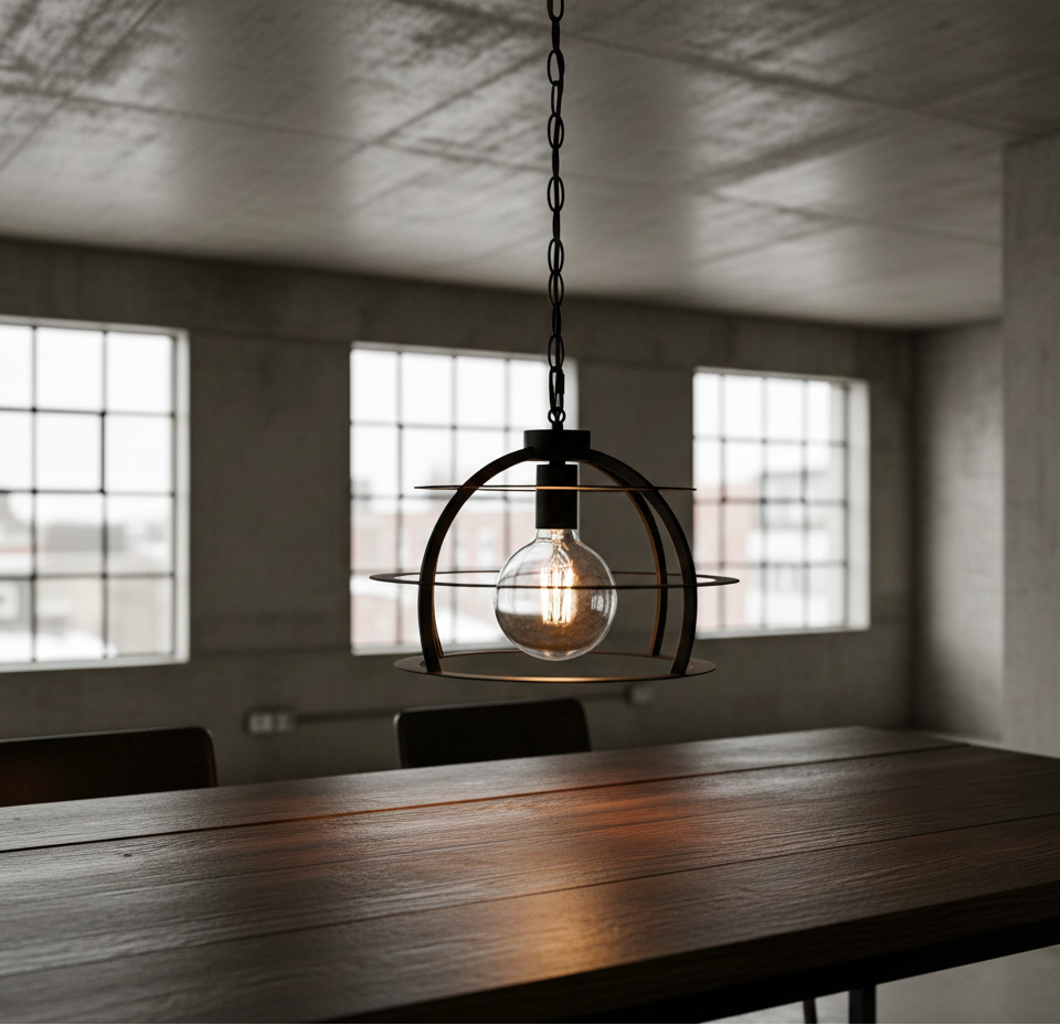 Loft Lampa sufitowa czarna - industrialna oprawa z metalowych pierścieni