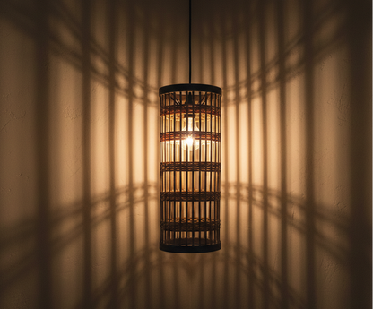 Lampa sufitowa Boho - bambusowa lampa wisząca w stylu naturalnym