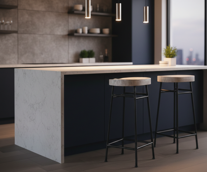 Hoker Krzesło barowe z drewna mango na metalowych nogach