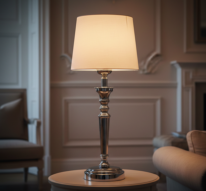 Lampka nocna Deluxe - elegancka lampa z abażurem i owalną podstawą