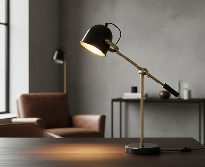 Nero Gold Lampa stołowa loft - czarno-złota lampa biurkowa industrialna