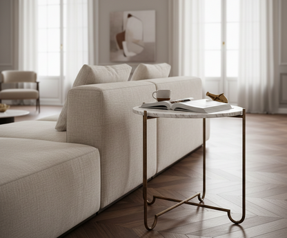 Stolik kawowy Nero - marmurowy blat i metalowa podstawa