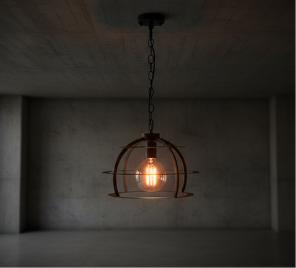 Loft Lampa sufitowa czarna - industrialna oprawa z metalowych pierścieni