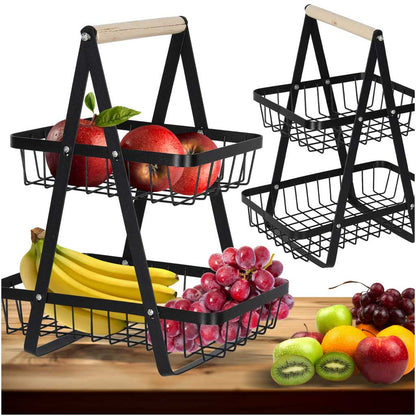 Metalowy kosz na owoce dwupoziomowy