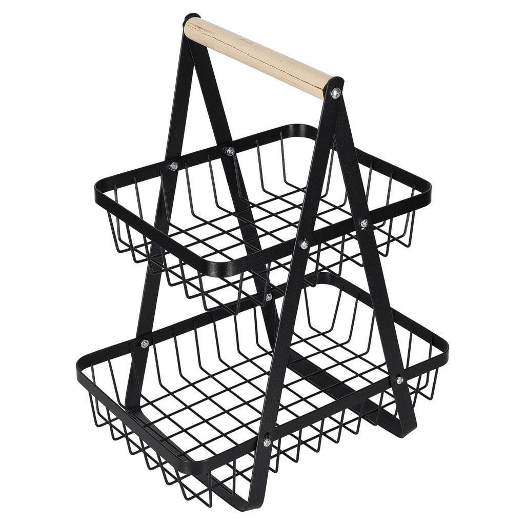 Metalowy kosz na owoce dwupoziomowy