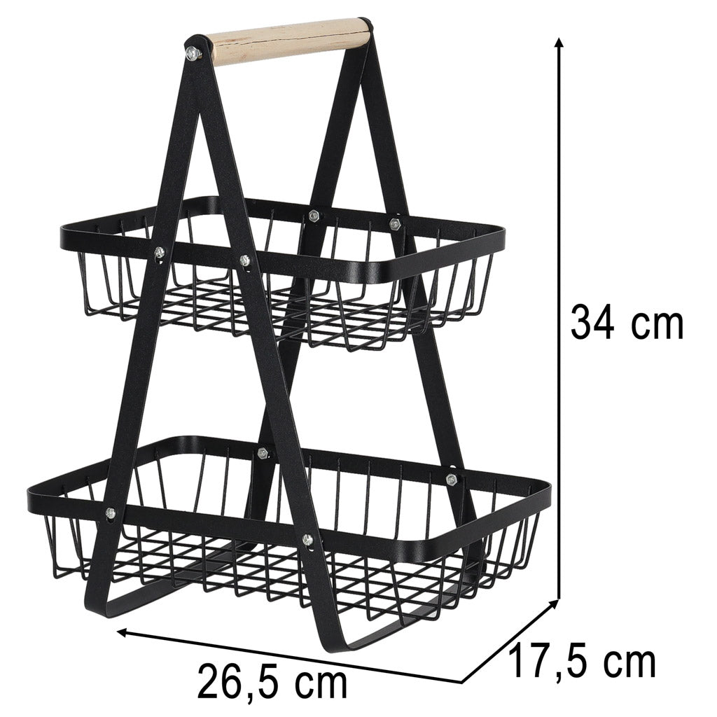 Metalowy kosz na owoce dwupoziomowy