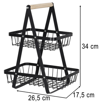 Metalowy kosz na owoce dwupoziomowy