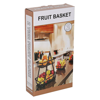 Metalowy kosz na owoce dwupoziomowy