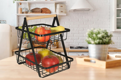 Metalowy kosz na owoce dwupoziomowy