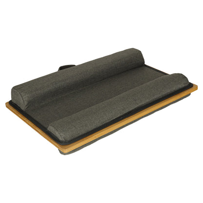 Drewniany stolik pod laptopa z poduszką