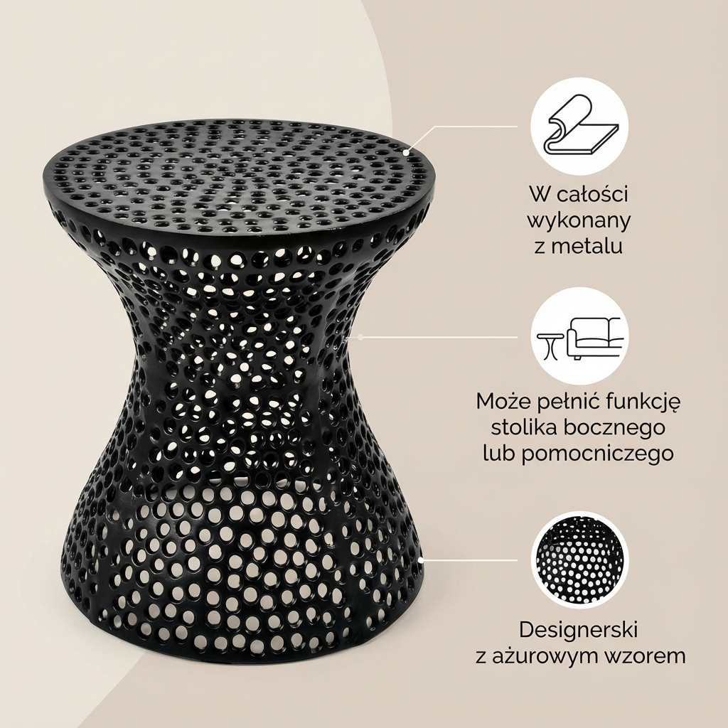 Stolik kawowy Nero - metalowy stolik ażurowy