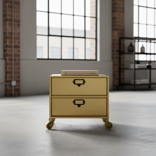 Szafka metalowa Gold Line - mała szafka na kółkach w złotym kolorze