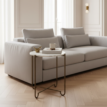 Stolik kawowy Nero - marmurowy blat i metalowa podstawa