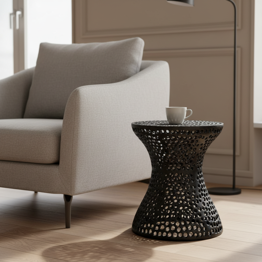 Stolik kawowy Nero - metalowy stolik ażurowy