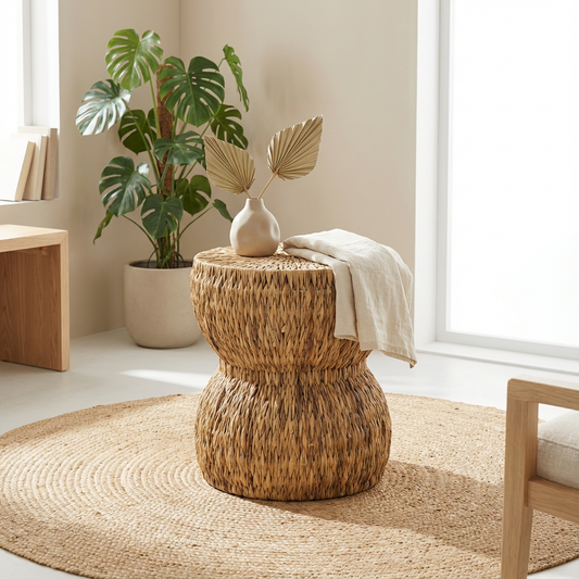 Stolik Boho z trawy morskiej - naturalny stolik pleciony do salonu